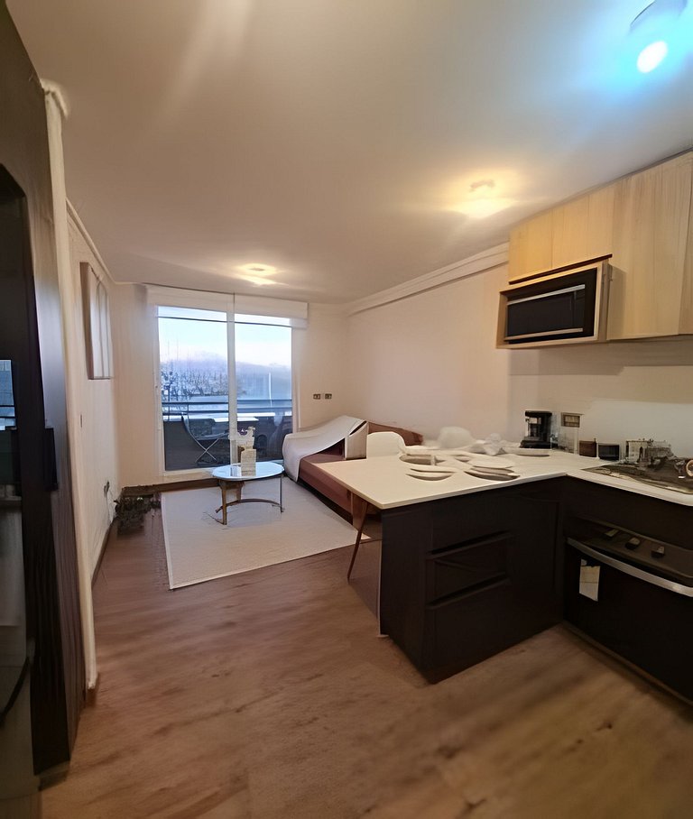 Depto. nuevo en condominio, estacionamiento y wifi